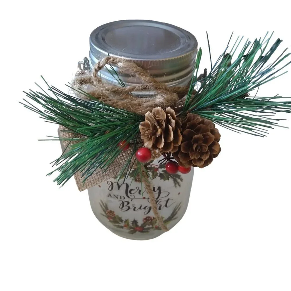 Nicole's Home Accents Christmas Light Up Jar With Lid 